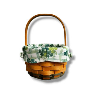 Longaberger Vintage 2001 Lucky You Shamrock Basket w/ Liner & Protector